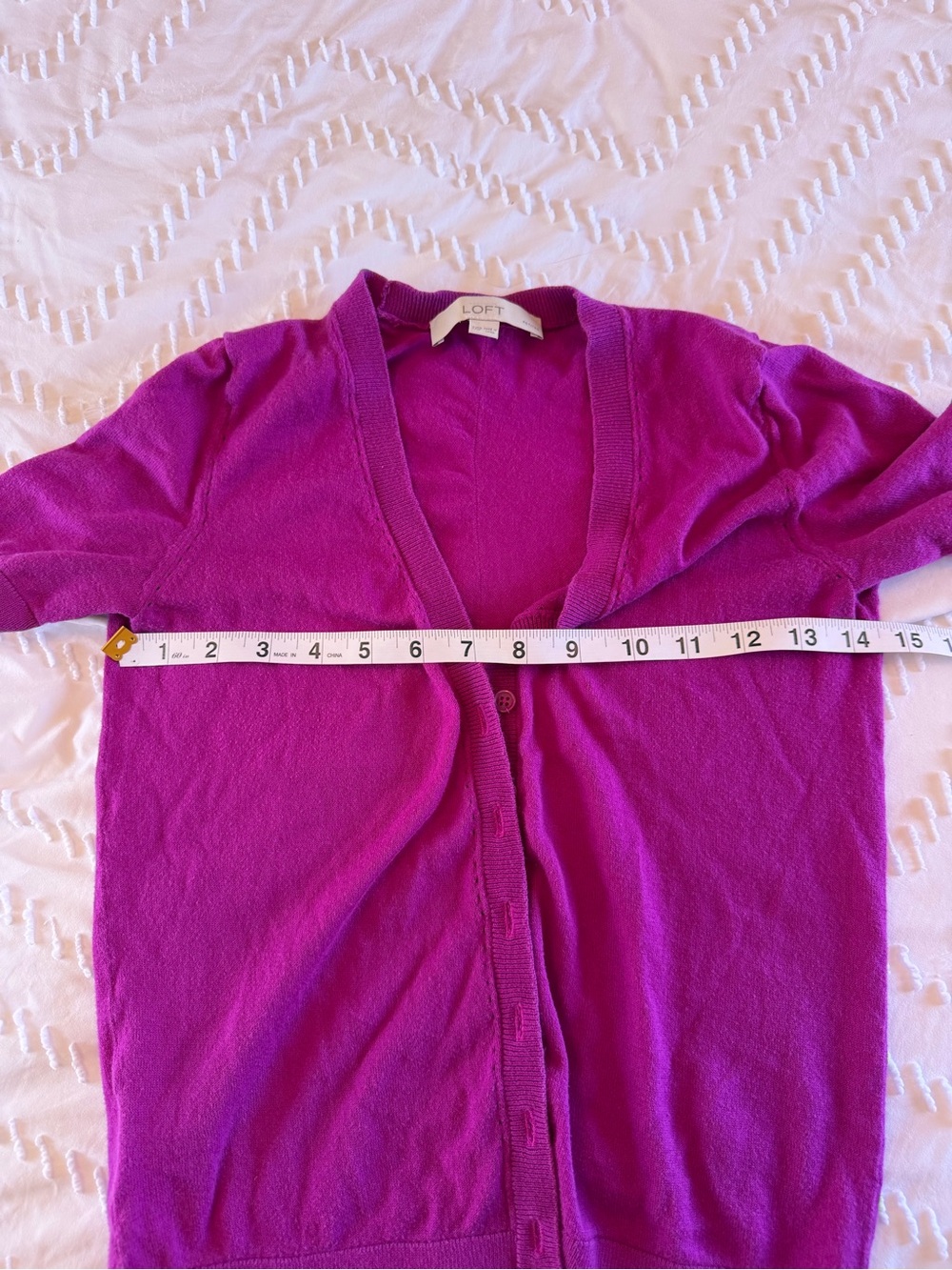 Ann Taylor LOFT Petites Magenta Short Sleeve Button Front Cardigan Sweater XXSP - Picture 7 of 9